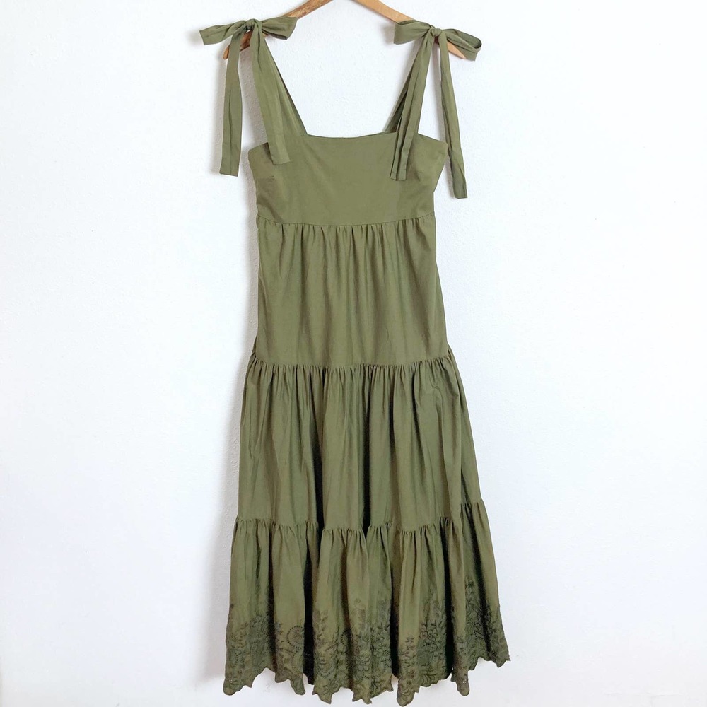 Jason Wu Olive Green‎ Tiered Maxi Dress // Size Small